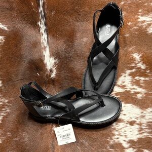a.n.a Elegant Black Cross-Strap Sandals